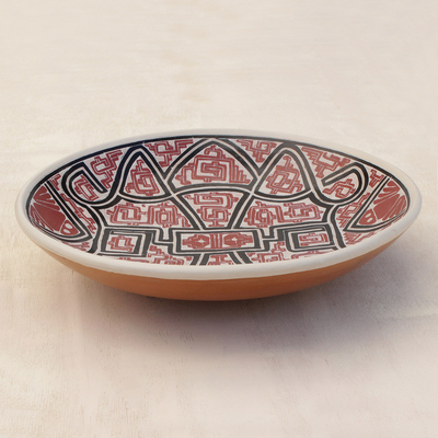 Ceramic centerpiece, 'Marajoara Maze' - Marajoara-Style Ceramic Centerpiece Crafted in Brazil