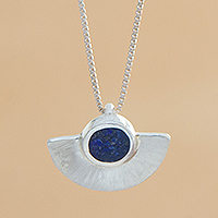Lapis lazuli pendant necklace, 'Half Blade'