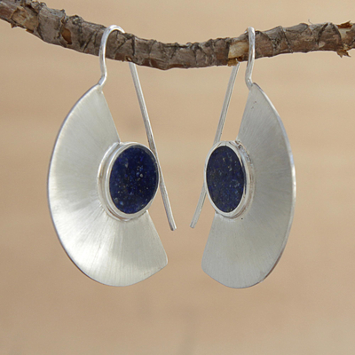 Lapis lazuli drop earrings, Half Blade