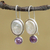 Amethyst and cultured pearl drop earrings, 'Oval Grandeur' - Amethyst and Oval Cultured Pearl Drop Earrings from Brazil