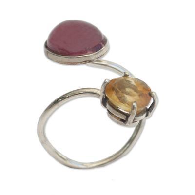 Citrine and tourmaline wrap ring, 'Majestic Colors' - Citrine and Tourmaline Wrap Ring from Brazil