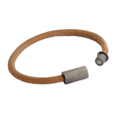 Men's leather cord bracelet, 'Earthen Strength' - Men's Cord Cord Bracelet from Brazil