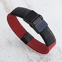 Leather wristband bracelet, 'Andaluzia'