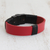 Leather wristband bracelet, 'Andaluzia' - Red and Black Leather Wristband Bracelet from Brazil