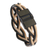 Leather braided wristband bracelet, 'Braided Contrast' - Black and Beige Leather Braided Wristband Bracelet