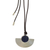 Lapis lazuli long pendant necklace, 'Half Blade' - Adjustable Lapis Lazuli Pendant Necklace from Brazil