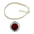 Gold accented wood and bone charm bracelet, 'Rose Circle' - Circle Gold Accent Wood and Horn Rose Flower Charm Bracelet