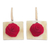 Gold accented wood and horn dangle earrings, 'Vibrant Rose' - Floral Wood and Bone Dangle Earrings in Vibrant Red (image 2a) thumbail