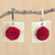Gold accented wood and horn dangle earrings, 'Vibrant Rose' - Floral Wood and Bone Dangle Earrings in Vibrant Red (image 2b) thumbail