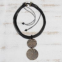 Featured review for Wood pendant necklace, Intricate Lines