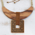 Wood and ceramic statement necklace, 'Ancient Royalty' - Wood and Ceramic Statement Necklace Handcrafted in Brazil thumbail