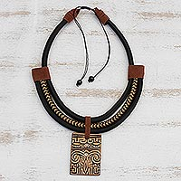 Featured review for Suede accented ceramic pendant necklace, Tribal Accessory