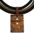 Suede accented ceramic pendant necklace, 'Tribal Accessory' - Suede Accent Ceramic Pendant Necklace from Brazil (image 2d) thumbail