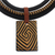 Suede accented ceramic pendant necklace, 'Tribal Spiral' - Spiral Pattern Suede Accent Ceramic Pendant Necklace