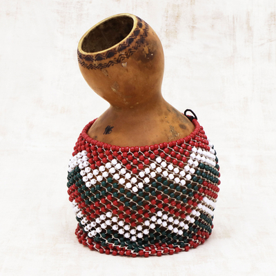 Gourd percussion instrument, 'Shekere Music' - Gourd and Plastic Bead Shekere Percussion Instrument