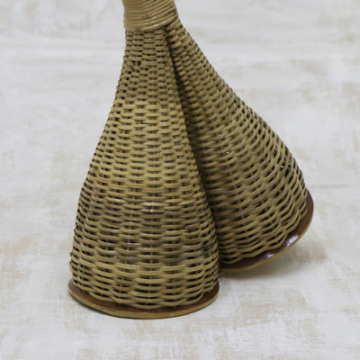 Natural fiber and gourd caixixi, 'Traditional Rhythm' (double) - Double Natural Fiber and Gourd Caixixi Percussion Instrument