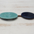 Glass and leather pendant necklace, 'Circular Modernity in Blue' - Blue Glass and Leather Pendant Necklace from Brazil (image 2b) thumbail