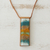 Glass and leather pendant necklace, 'Earth Ocean' - Earth-Tone Glass and Leather Pendant Necklace from Brazil (image 2b) thumbail