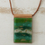 Glass and leather pendant necklace, 'Forest Layers' - Green Glass and Leather Pendant Necklace from Brazil thumbail