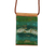 Glass and leather pendant necklace, 'Forest Layers' - Green Glass and Leather Pendant Necklace from Brazil (image 2a) thumbail