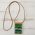 Glass and leather pendant necklace, 'Forest Layers' - Green Glass and Leather Pendant Necklace from Brazil (image 2b) thumbail