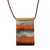 Art glass and leather pendant necklace, 'Waves of Fire' - Orange Glass and Leather Pendant Necklace from Brazil (image 2a) thumbail