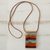 Art glass and leather pendant necklace, 'Waves of Fire' - Orange Glass and Leather Pendant Necklace from Brazil (image 2b) thumbail