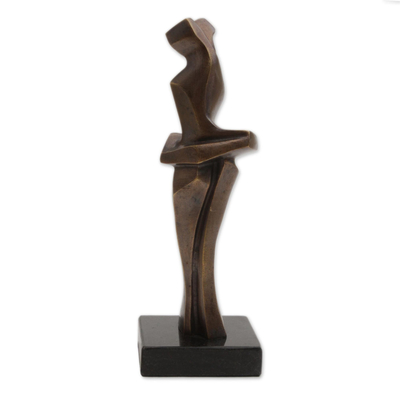 Bronzeskulptur - Signierte abstrakte Bronze-Tänzerskulptur aus Brasilien