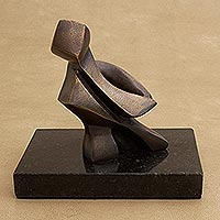 Bronze sculpture, 'Dancing' - Artistic Bronze Abstract Sculpture from Brazil