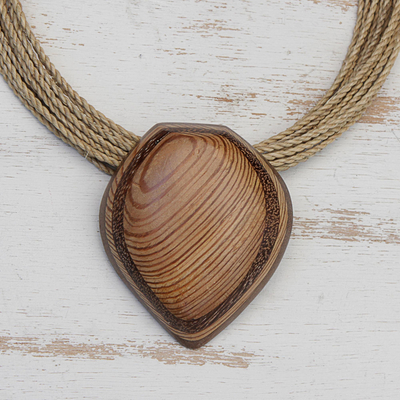 Wood pendant necklace, 'Brazilian Enchantment' - Handcrafted Wood Pendant Necklace from Brazil