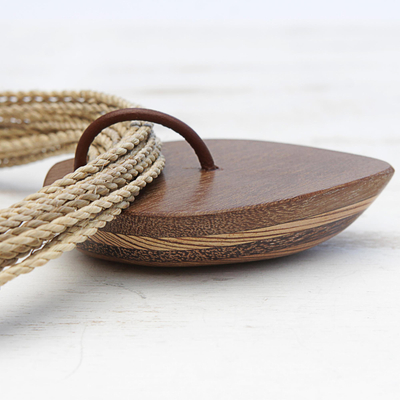 Wood pendant necklace, 'Brazilian Enchantment' - Handcrafted Wood Pendant Necklace from Brazil