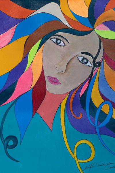 Colorful Expressionist Painting Of A Woman From Brazil Carnival