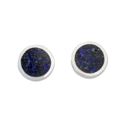 Circular Lapis Lazuli Stud Earrings from Brazil