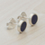 Lapis lazuli stud earrings, 'Planetary Blue' - Circular Lapis Lazuli Stud Earrings from Brazil