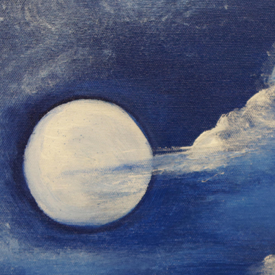 Im Mondlicht' (2018) - Signierte Malerei eines nächtlichen Strandes aus Brasilien (2018)