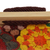 Baumwoll- und Holztablett, 'Großes Blumenfeld' - Mehrfarbige Blumenschale aus Baumwolle und Holz aus Brasilien