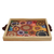 Cotton and wood tray, 'Great Bouquet' - Colorful Floral Crocheted Cotton and Wood Tray from Brazil