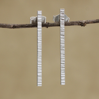 Pendientes colgantes de plata de ley - Aretes colgantes de plata esterlina con acabado combinado de Brasil
