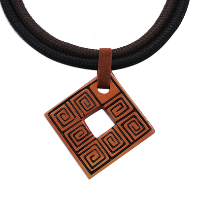 Collar colgante de cerámica - Collar con colgante de cerámica cuadrado ajustable de Brasil