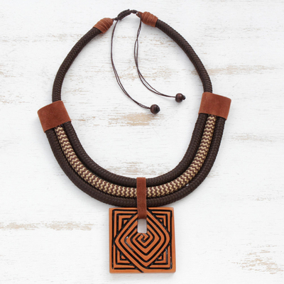 Ceramic pendant necklace, Iracema Spiral