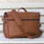 Leather laptop bag, 'Universal in Spice' (double) - Spice Brown Leather Laptop Bag from Brazil (Double) (image 2b) thumbail