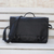 Leather laptop bag, 'Universal in Black' (double) - Black Leather Laptop Bag from Brazil (Double) thumbail