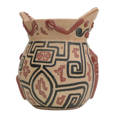 Dekorative Vase aus Keramik, 'Marajoara-Stil' (7 Zoll) - Dekorative Keramikvase im Marajoara-Stil (7 Zoll) aus Brasilien