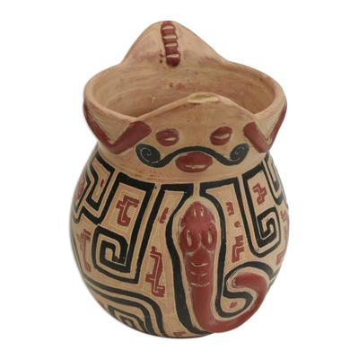 Florero decorativo de cerámica (7 pulgadas) - Jarrón decorativo de cerámica estilo marajoara (7 pulgadas) de Brasil
