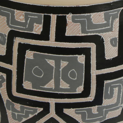 Keramische Ziervase, 'Macapa Lines' - Marajoara Keramische Dekorative Vase aus Brasilien