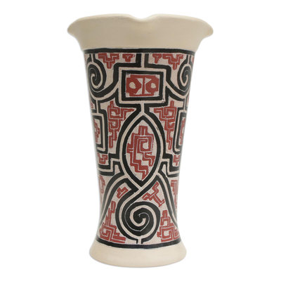 Ceramic decorative vase, 'Intricate Marajoara' - Marajoara-Inspired Ceramic Decorative Vase from Brazil