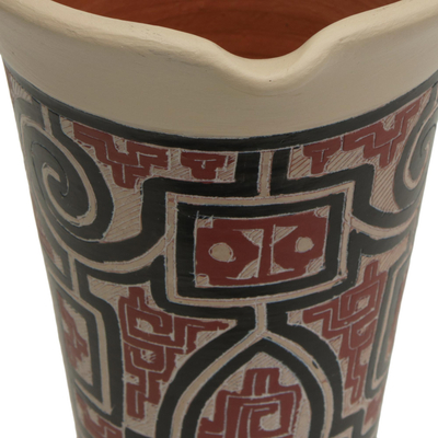 Jarrón decorativo de cerámica, 'Intricate Marajoara' - Jarrón decorativo de cerámica inspirado en Marajoara de Brasil