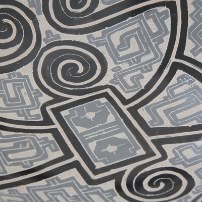 Dekorative Keramikschale, (20,5 Zoll) - Keramische Blatt-Dekorschale in Grau (20,5 Zoll) aus Brasilien