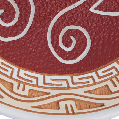 Cuenco decorativo de cerámica - Cuenco decorativo de cerámica con motivo de tortuga en rojo de Brasil