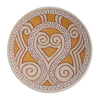 Curl Motif Ceramic Decorative Bowl from Brazil (12.5 in.)
